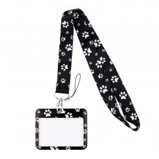 Lanyard Patitas Huellas Mascota + Portacredencial Horizontal